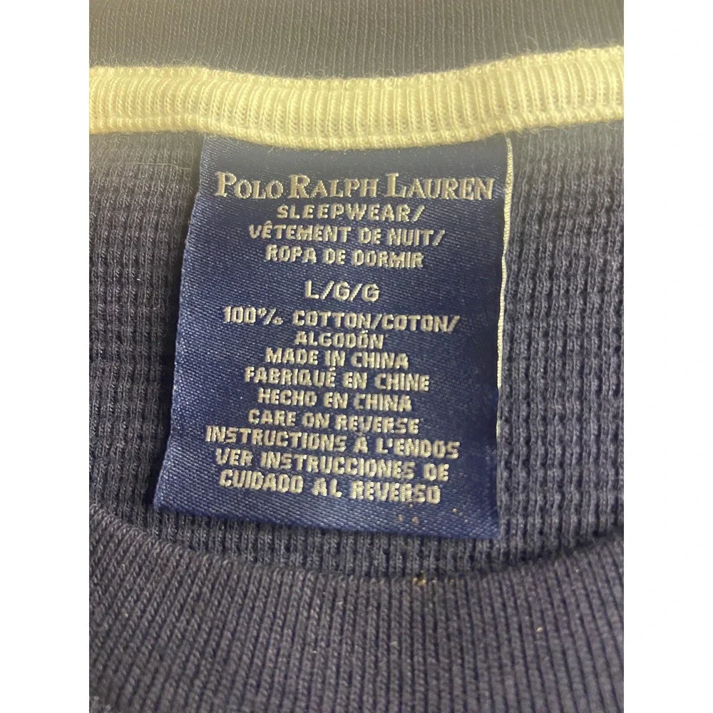 Men's Polo Ralph Lauren Navy Sleepwear Waffle Style Long Sleeve Shirt- Size L